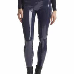 Influencer Style Commando Faux Patent Leather Leggings With Perfect Control