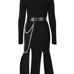Jessica Bara Zariah Long Sleeve Chain Belt Maxi Dress