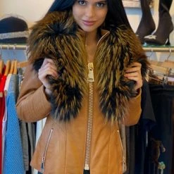 Outerwear Luigi Long Sleeve Fur Leather Jacket