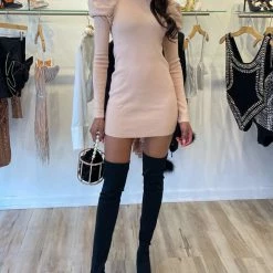 Jessica Bara Tatjana Puff Shoulder Knitted Dress