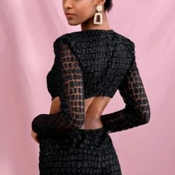 Jessica Bara Morgin Glitter Cut Out Romper Influencer Style