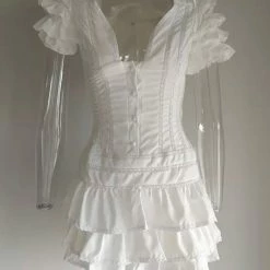 Jessica Bara Cooper Short Sleeve Ruffle Mini Dress Influencer Style