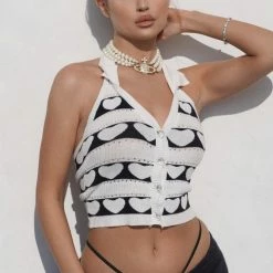 Jessica Bara Harper Heart Halter Crop Top Influencer Style