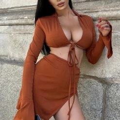 Jessica Bara Elaina Strappy Top And Skirt Two Piece Set