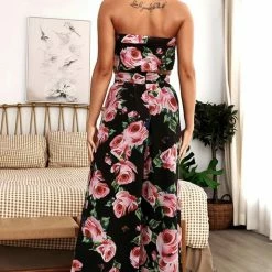 Jessica Bara Zuri Floral Crop Top And Pant Two Piece Set