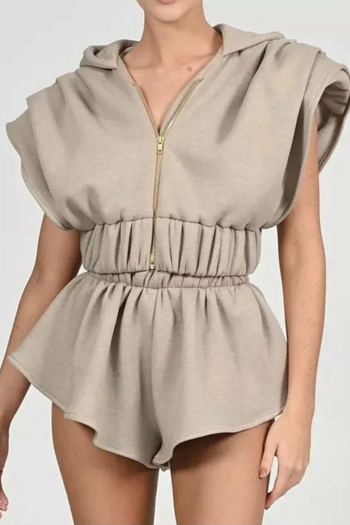 Jessica Bara Jennie Sleeveless Hoodie And Shorts Two Piece Set