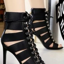Jessica Bara Bethany Open Toe Lace Up Booties