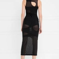Jessica Bara Julane Sheer Mesh Cross Banded Maxi Dress The Event Shop