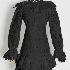 Jessica Bara Adelaide Long Sleeve Embroidered Ruffle Mini Dress Summer Lovin'