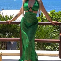 Jessica Bara Donte V Neck Cut Out Maxi Dress