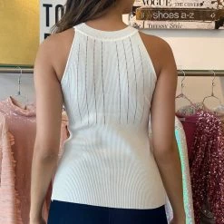 Jessica Bara Kayla Gold Button Knit Tank Top