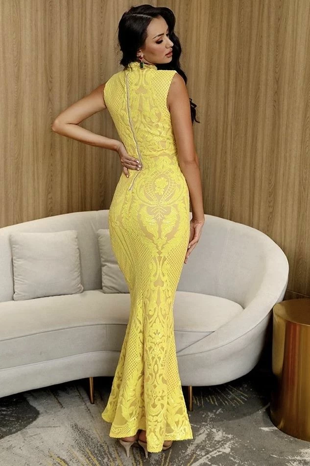 The Event Shop Jessica Bara Wyatt High Neck Sequin Bodycon Gown