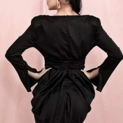 Jessica Bara Valentina Mini Deep V Neck Knot Dress