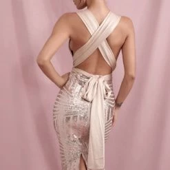 Birthday Suit Jessica Bara Brittany V Neck Sequin Midi Dress