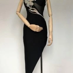 Jessica Bara Bethenny Bodycon Flower Rhinestone Dress