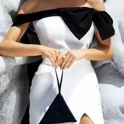 Jessica Bara Lizeth Off The Shoulder Bow Midi Dress