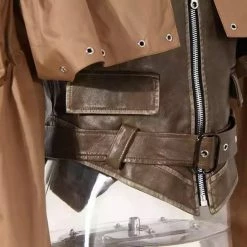 Jessica Bara Marlow Faux Leather Patchwork Belted Jacket Reve Doll Essentials