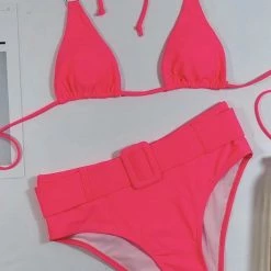 Poolside Essentials Jessica Bara Corey Neon High Waisted Bikini Set