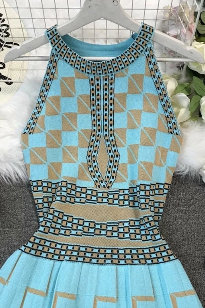 Jessica Bara Elliot High Neck Printed Midi Dress