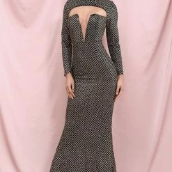 Jessica Bara Stefi Glitter Cut Out Bodycon Gown