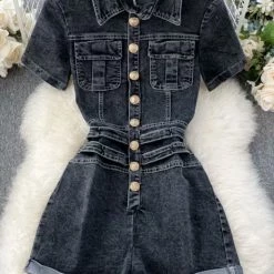 Summer Lovin' Jessica Bara Kingston Short Sleeve Denim Romper