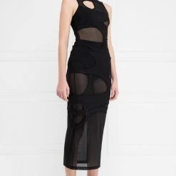 Jessica Bara Julane Sheer Mesh Cross Banded Maxi Dress The Event Shop