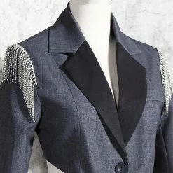 Jessica Bara Siera Rhinestone Tassel Cut Out Blazer Dress Birthday Suit