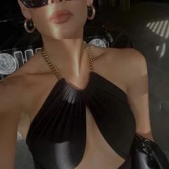 Jessica Bara Cheyenne Chain Strappy Halter Top