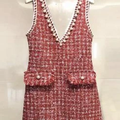 Jessica Bara Landon Tweed Sleeveless Mini Dress