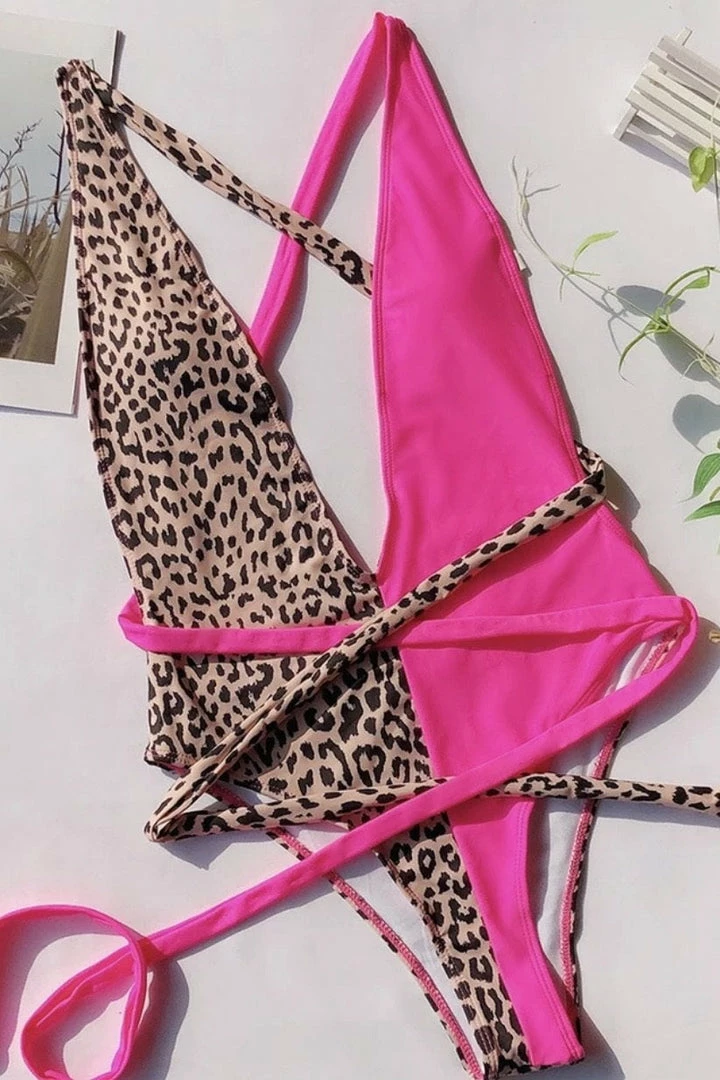 Influencer Style Jessica Bara Kendric Leopard Strappy Back Swimsuit