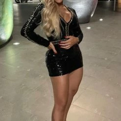 Jessica Bara Shareen Sequin Chain Mini Dress