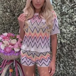 Influencer Style Jessica Bara Ezra Knit Top And Short Two Piece Set