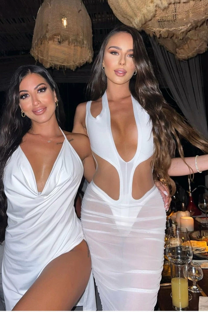 Influencer Style Jessica Bara Nova Cut Out Mesh Midi Dress