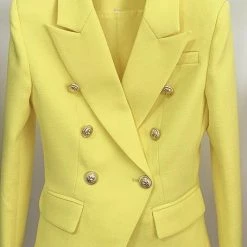 Jessica Bara Emee Gold Button Double Breasted Blazer The 9-5 Shop
