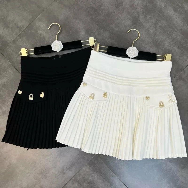 Jessica Bara Jesanna Gold Charm Pleated Skirt