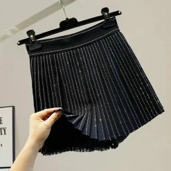 Jessica Bara Lennyx Rhinestone Pleated Shorts