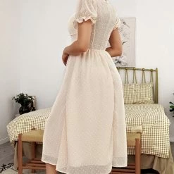 Jessica Bara Beckham Puff Sleeve Polka Dot Midi Dress Summer Lovin'