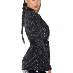 Jessica Bara Mackenna Rhinestone Belted Blazer Birthday Suit