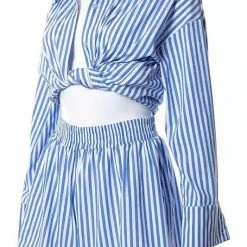 Summer Lovin' Jessica Bara Garcia Stripped Button Down And Short Two Piece Set