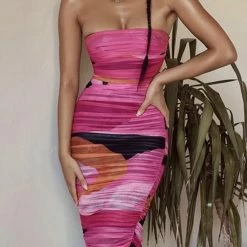 Summer Lovin' Jessica Bara Angie Tube Top Mesh Bodycon Party Dress