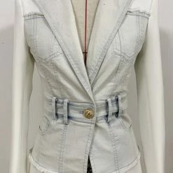 Jessica Bara Lyssa Denim Patchwork Blazer