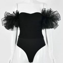 Jessica Bara Layla Off The Shoulder Puff Sleeve Bodysuit