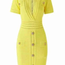 Jessica Bara Coco Short Sleeve Button Mini Dress