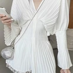 Summer Lovin' Jessica Bara Carolina Long Sleeve Pleated Shirt Dress