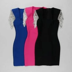 Jessica Bara Willow Bodycon Diamond Fringe Dress