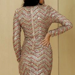 Jessica Bara Lydia Long Sleeve Sequin Mini Dress