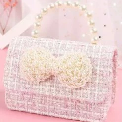 Accessories Jessica Bara Taylor Tweed And Pearl Bow Micro Handbag
