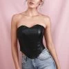 Jessica Bara Danika PU Strapless Corset Top Tops