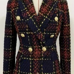Jessica Bara Tweed Wool Donatella Double Breasted Blazer Reve Doll Essentials