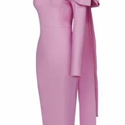 The Event Shop Jessica Bara Henrietta One Shoulder Bow Midi Dress